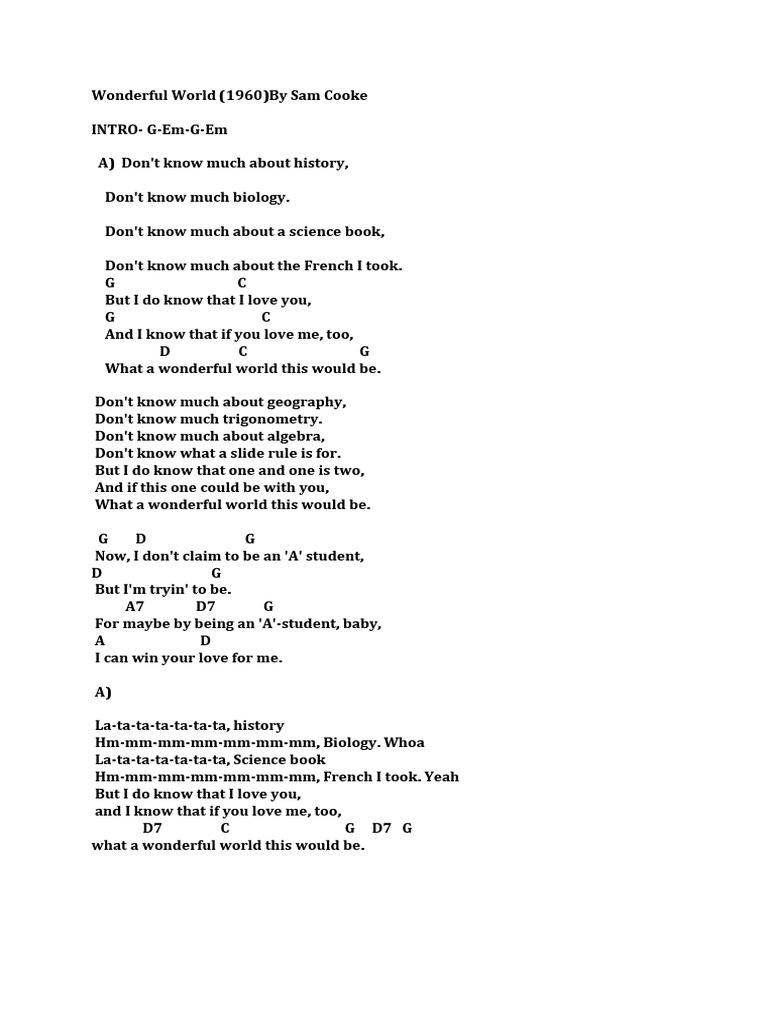 Wonderful World (Sam Cooke) PDF