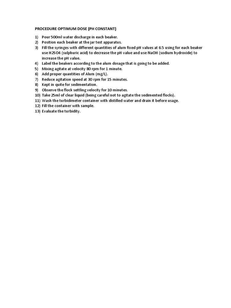 Jar Test Procedure PDF