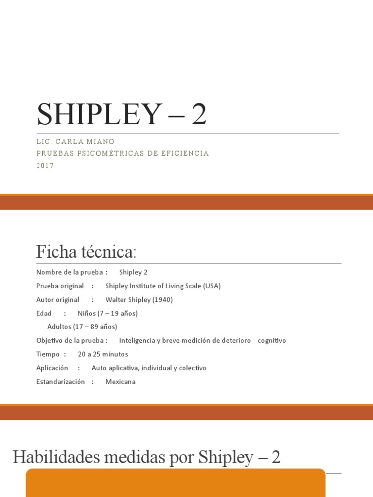 Manual de Prueba Shipley-2: Interpretación | PDF | Inteligencia ...