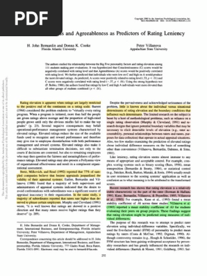 Bernardin, H. John; Cooke, Donna K.; Villanova, Peter (2000). Conscientiousness and agreeableness as predictors of rating leniency