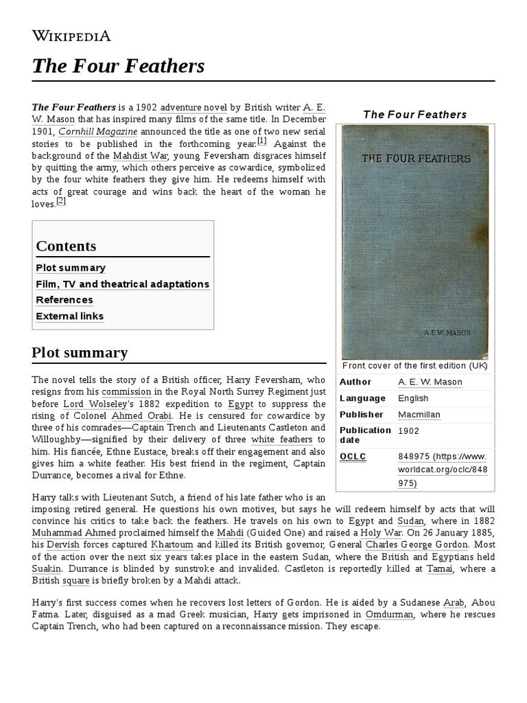 The Four Feathers - A.E.W. Mason | PDF | Armed Conflict | Unrest