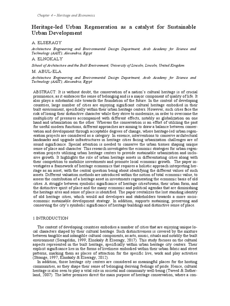 Heritage-Led Urban Regeneration As A Catalyst For Sustainable Urban ...