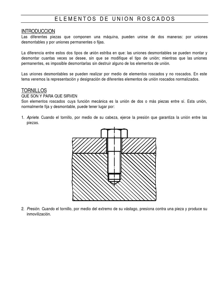 Elementos de Union Roscados | PDF | Perforar | Tornillo