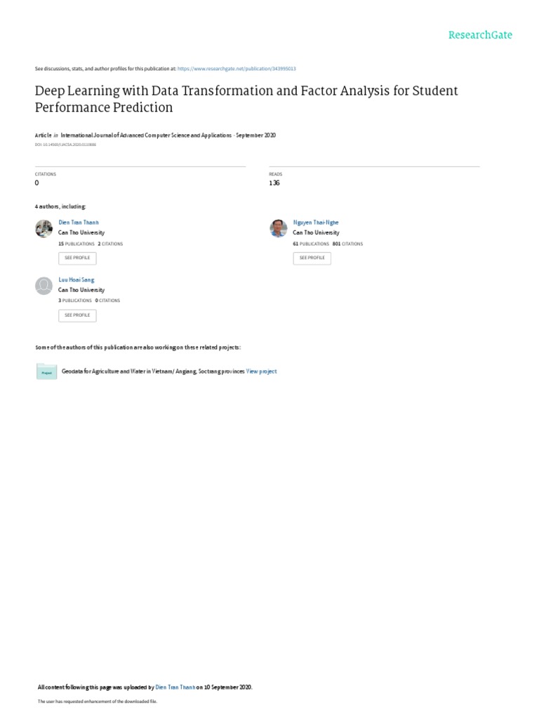 Student Performance Prediction with Deep Learning | PDF | Deep Learning ...