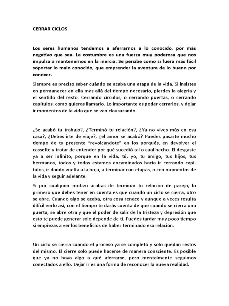 Cerrando Ciclos en la Vida | PDF | Relaciones personales, crianza y ...