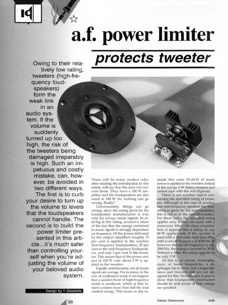 Tweeter Protection Circuit Design | PDF