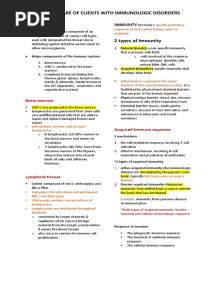 Nursing Care of Clients With Immunologic Disorders: Immune System