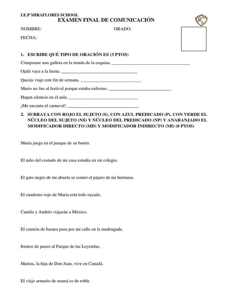 Examen Final de Comunicación 5to Grado | PDF | Navidad