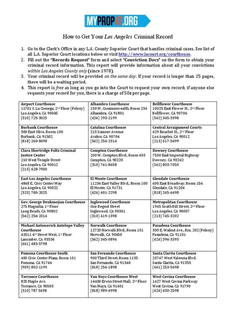 Accessing Your LA Criminal Record | PDF | Public Law | Judiciaries