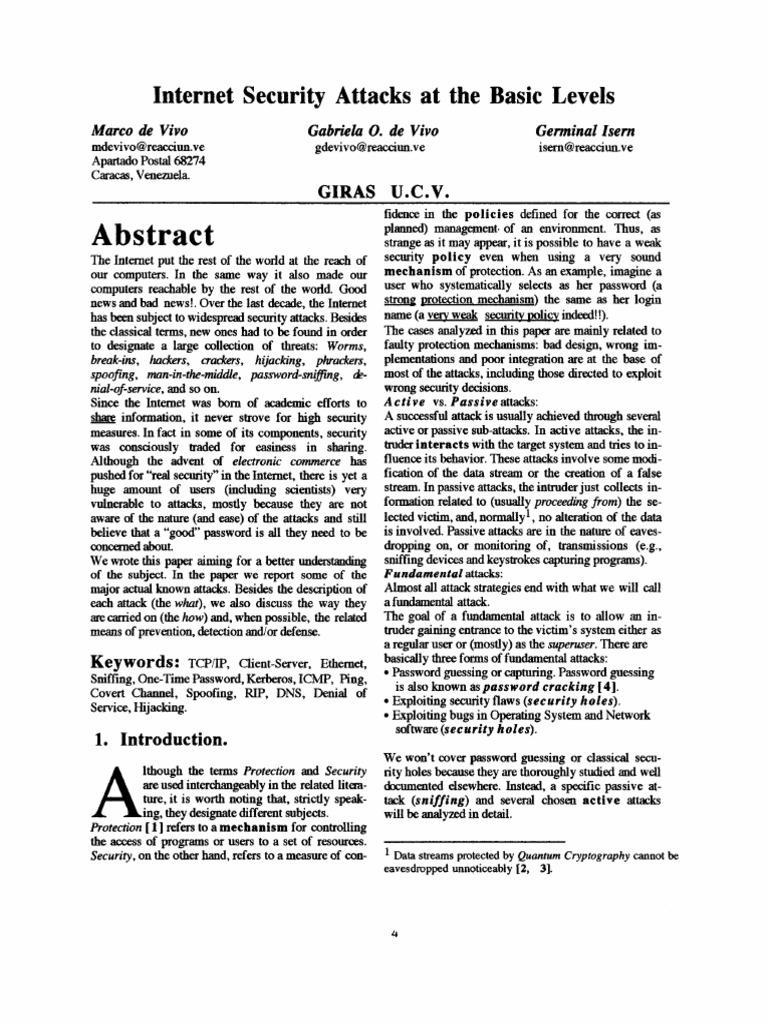 Internet Security Attacks at The Basic Levels: Giras U - C - V | PDF ...
