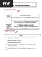 Lesson 9: The Discipline of Communication: Part I. Learning Module Information