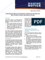 International Delivery of Domestic Commercial Vessels and Near Coastal Vessels Operating Overseas