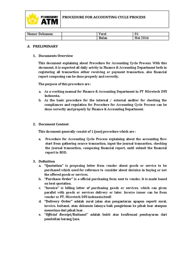 SOP Accounting Cycle Process Draft Descargar gratis PDF Voucher