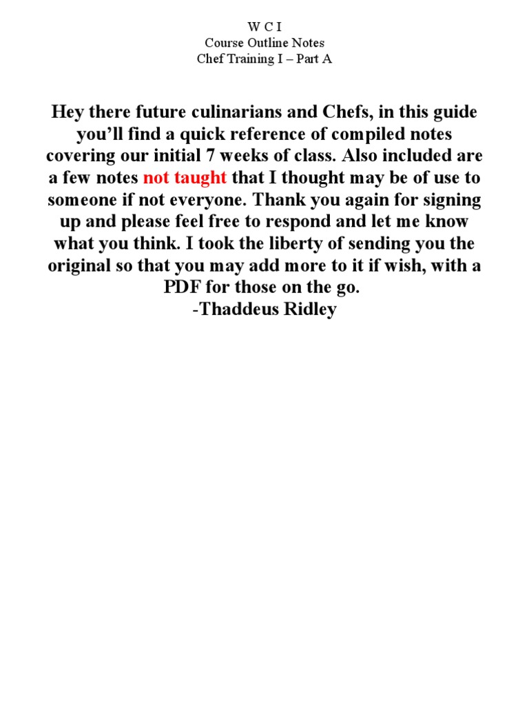 705 Outline Spring 2011 | PDF | Cooking | Foods