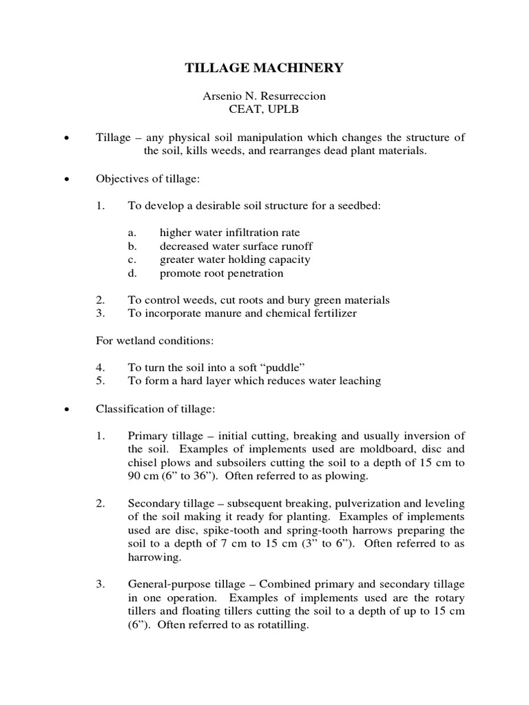 Overview of Tillage Machinery | PDF | Plough | Tillage
