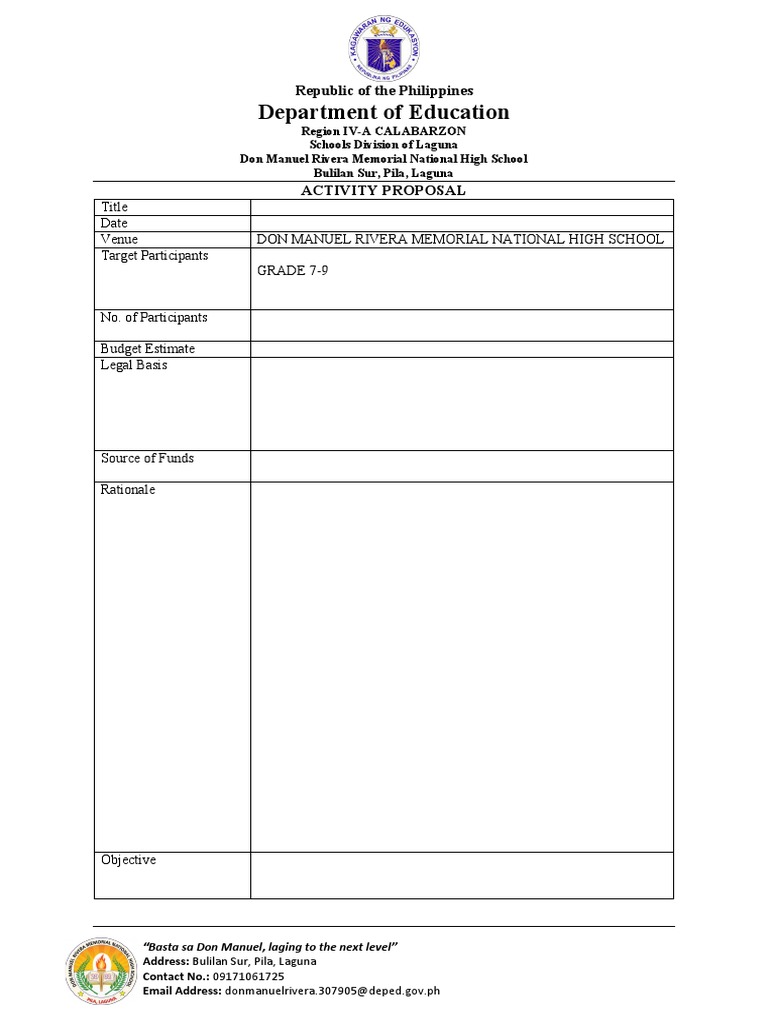 Don Manuel Rivera Activity Proposal | PDF