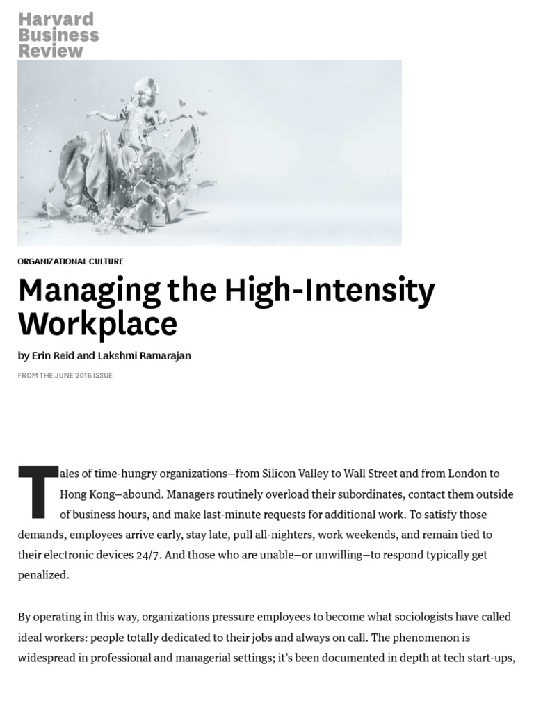 Strategies for High-Intensity Workplaces | PDF | Organizational Culture ...