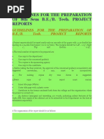 Guidelines For The Preparation of 8Th Sem B.E./B. Tech. Project Reports