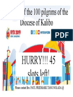 Be ONE of The 100 Pilgrims of The Diocese of Kalibo: To The National Youth Day 2019 in