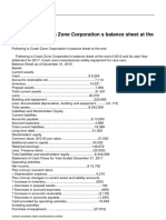 Following Is Crash Zone Corporation S Balance Sheet at The End