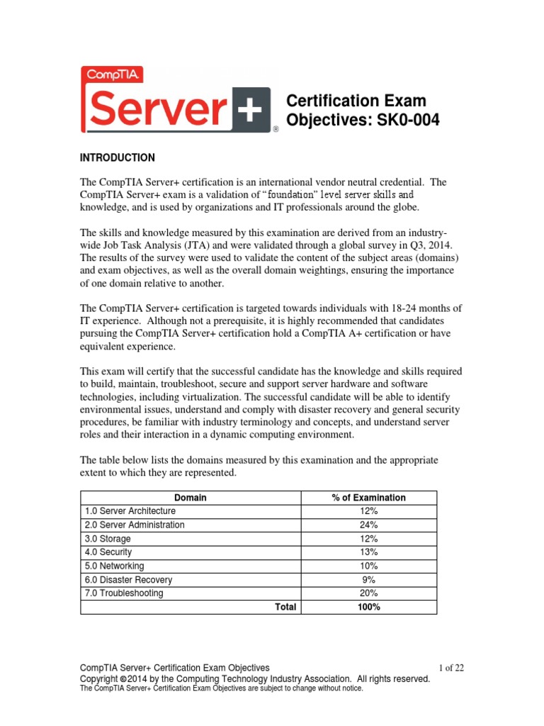Comptia Server (sk0 004) Objectives PDF | PDF | Ip Address | Computer ...