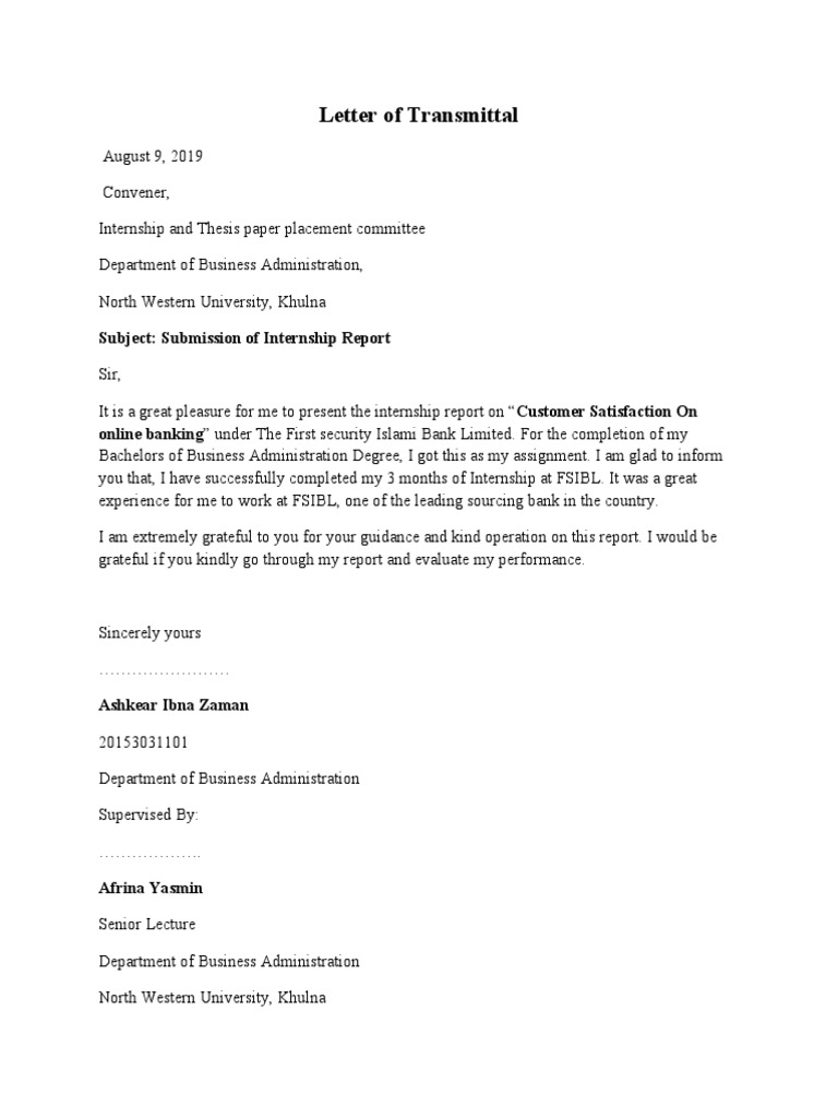 Letter of Transmittal | PDF | Career & Growth | Business