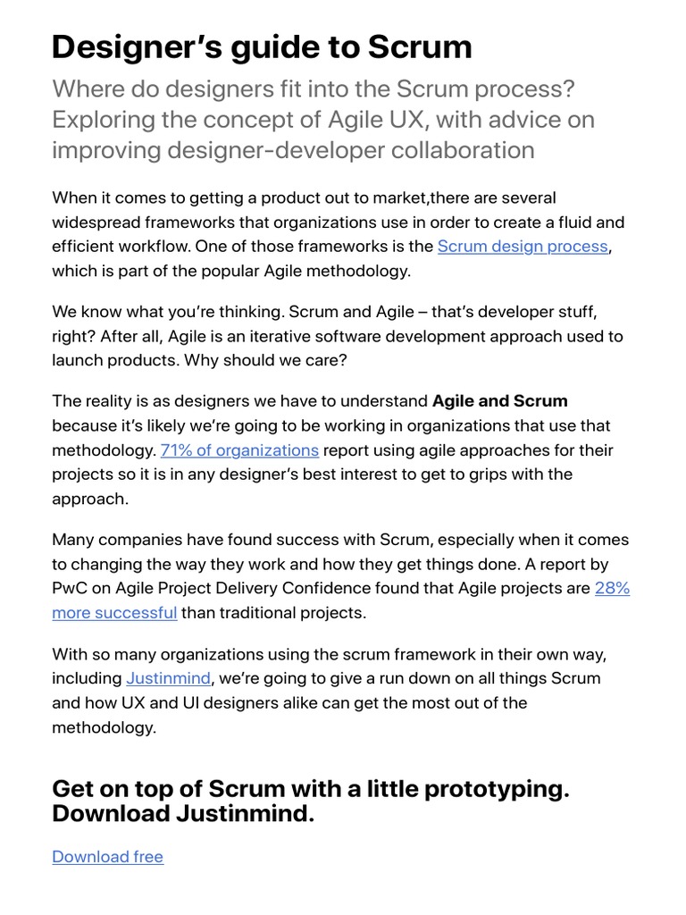 How To Incorporate Ux Designers In The Scrum Process Justinmind Pdf