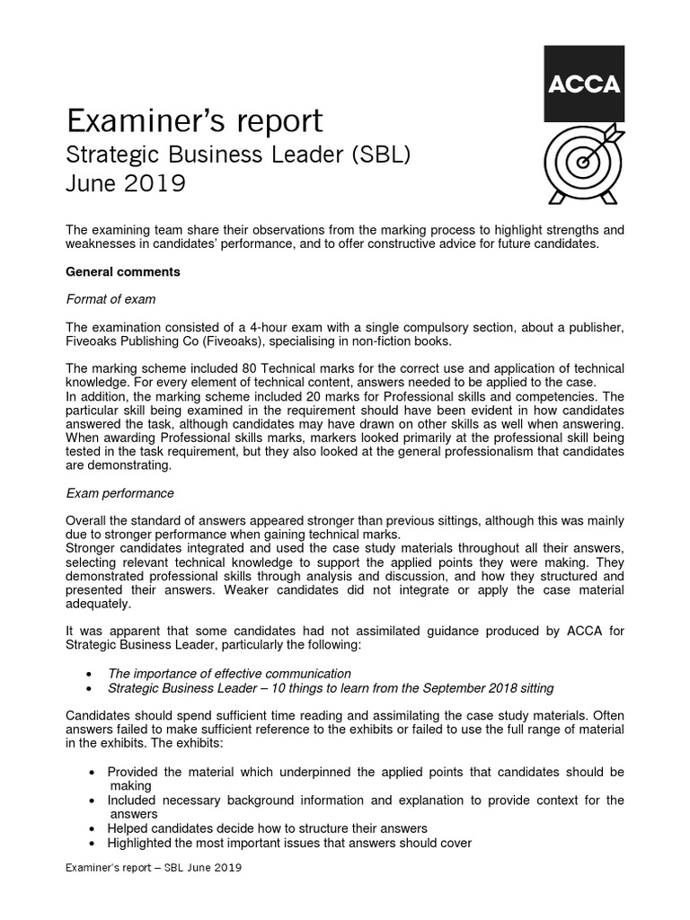 SBL June 2019 Examiner's Report Insights | PDF | Test (Assessment ...
