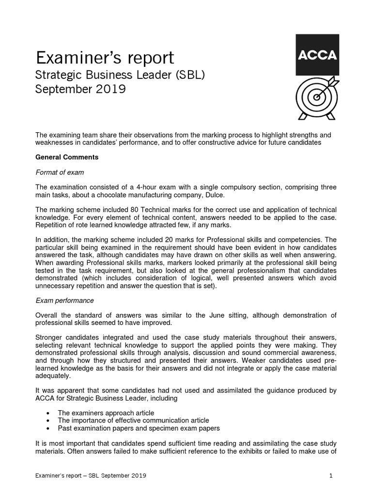 SBL September 2019 Examiner's Report Insights | PDF | Test (Assessment ...