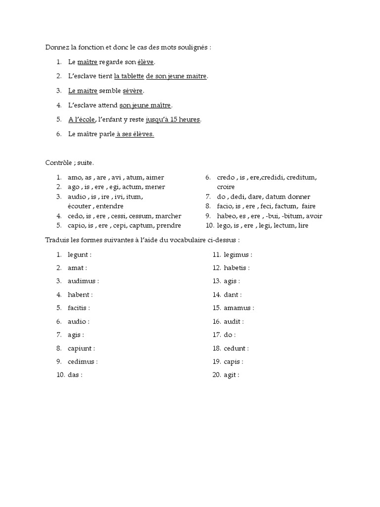 Cas et fonctions en latin 5ème | PDF | Arts du langage et discipline