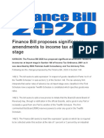 Finance Bill Proposes Significance Amendments