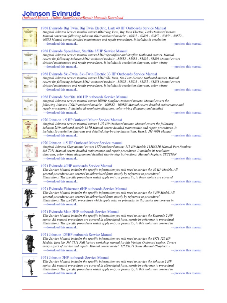 Motoren Evinrude Manuals | PDF | Rotating Machines | Propulsion