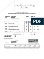 UET Taxila Mechanical Engineering Semester Grade Sheet