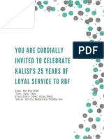 You Are Cordially Invited To Celebrate Kalisi'S 25 Years of Loyal Service To RBF