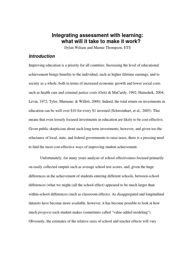 Enhancing Learning Through Assessment Integration | PDF | Educational ...