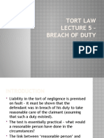 Tort Law Lecture 5 - Breach of Duty: Ms Gallop