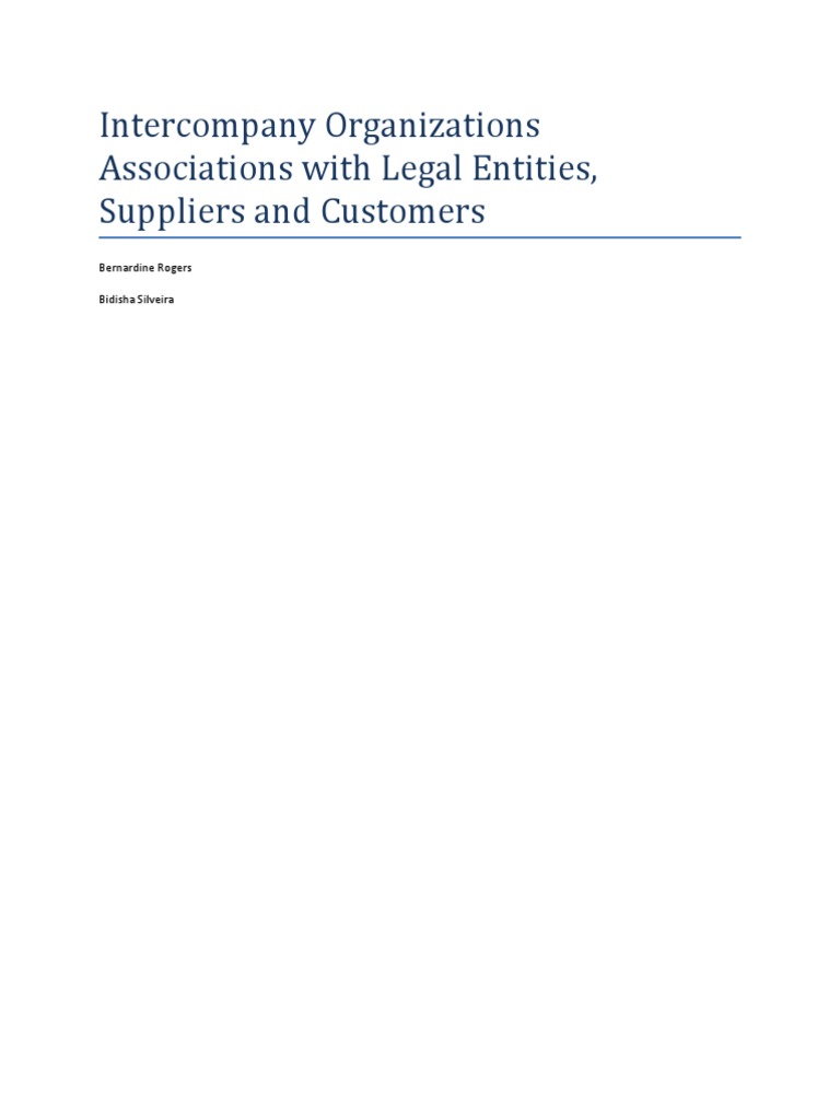 Organizations Associations With Legal Entities, Suppliers and Customers PDF