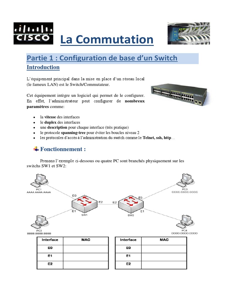 Comment Revenir En Arrière Sur Le Schéma Cisco Packet Tracer Configuration de Base D'un Switch | PDF | Commutateur réseau | iOS