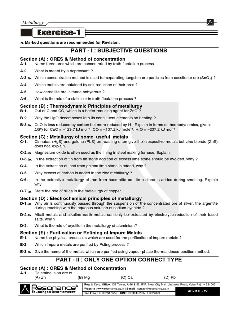 Metallurgy Exercise | PDF