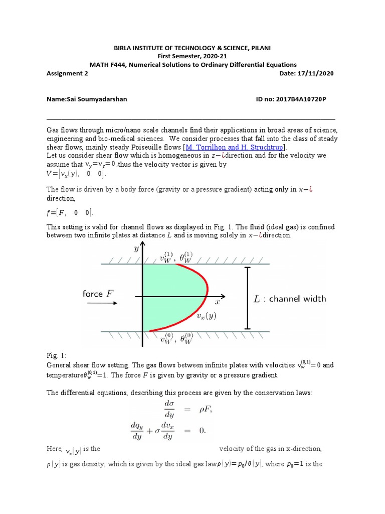 MATH F444, Numerical Solutions To Ordinary Differential Equations ...