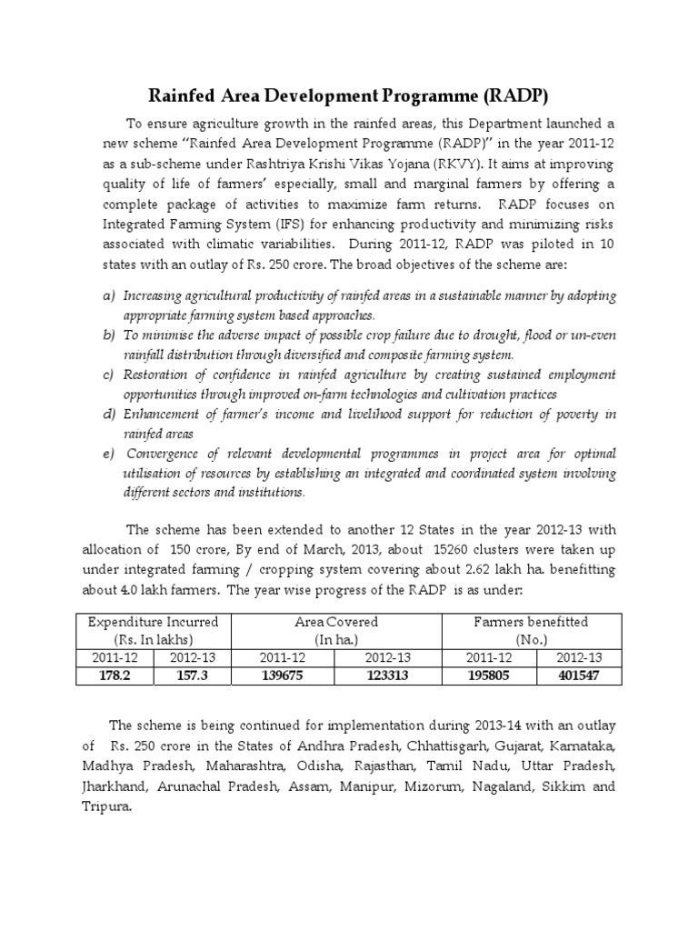 Rainfed Area Development Programme (RADP) | PDF | Agriculture | Natural ...