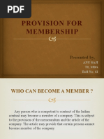 Provision For Membership Anu