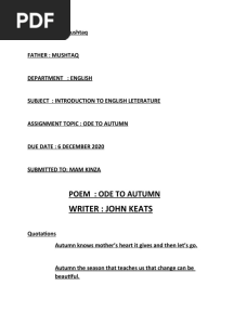 Check Out This File: Assignment Ode To Autumn