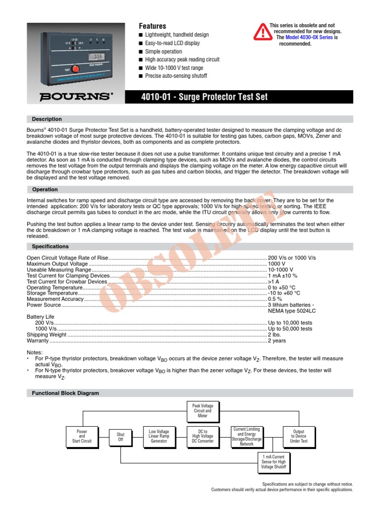 4010-01 - Surge Protector Test Set: Features | PDF
