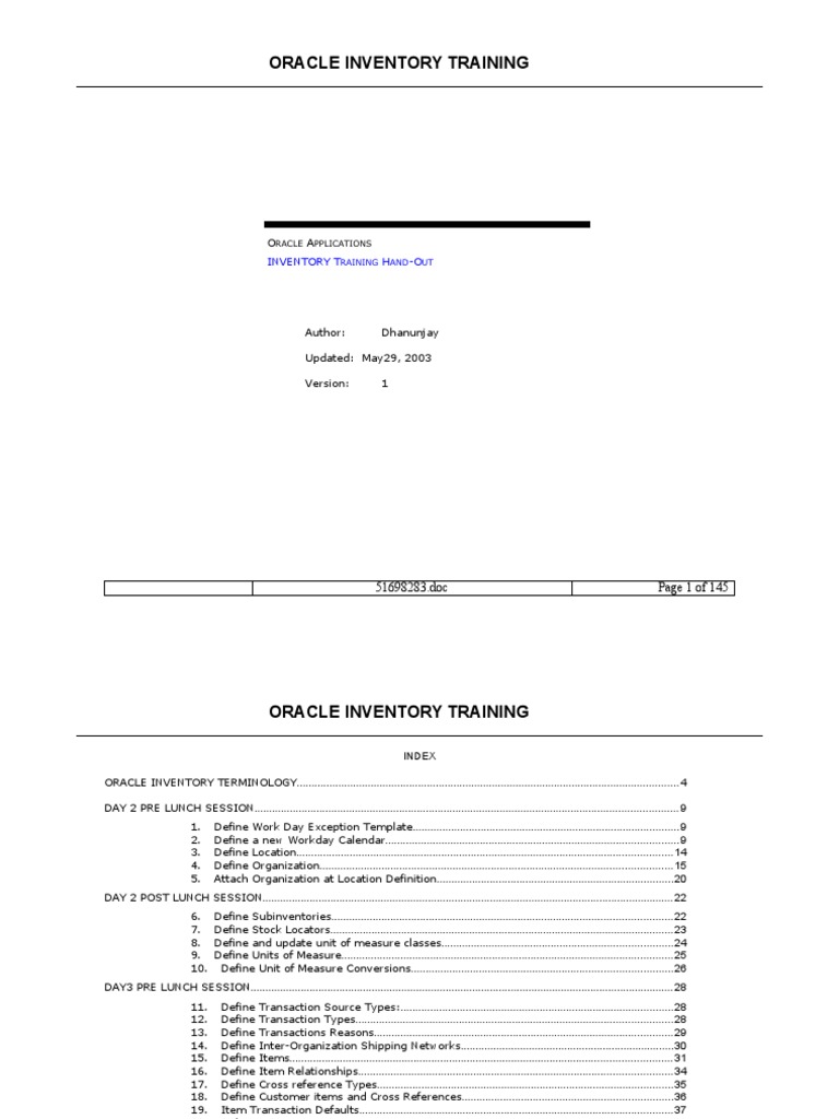 Training - INV-5 Days | PDF