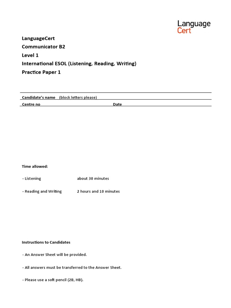 LanguageCert-PP1-B2-IESOL-EP (2) 10 - 6 - 2020 | PDF | Panama Canal | Canal