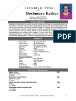 Mst. Hushneara Kathun: Curriculum Vitae