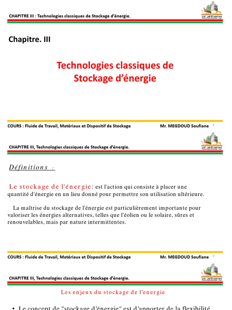 Technologies de Stockage d'Énergie | PDF | Pile rechargeable | Stockage ...