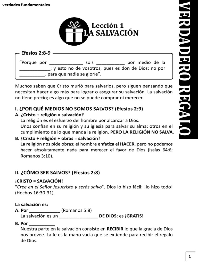 La salvación es un regalo de Dios por gracia mediante la fe | PDF ...