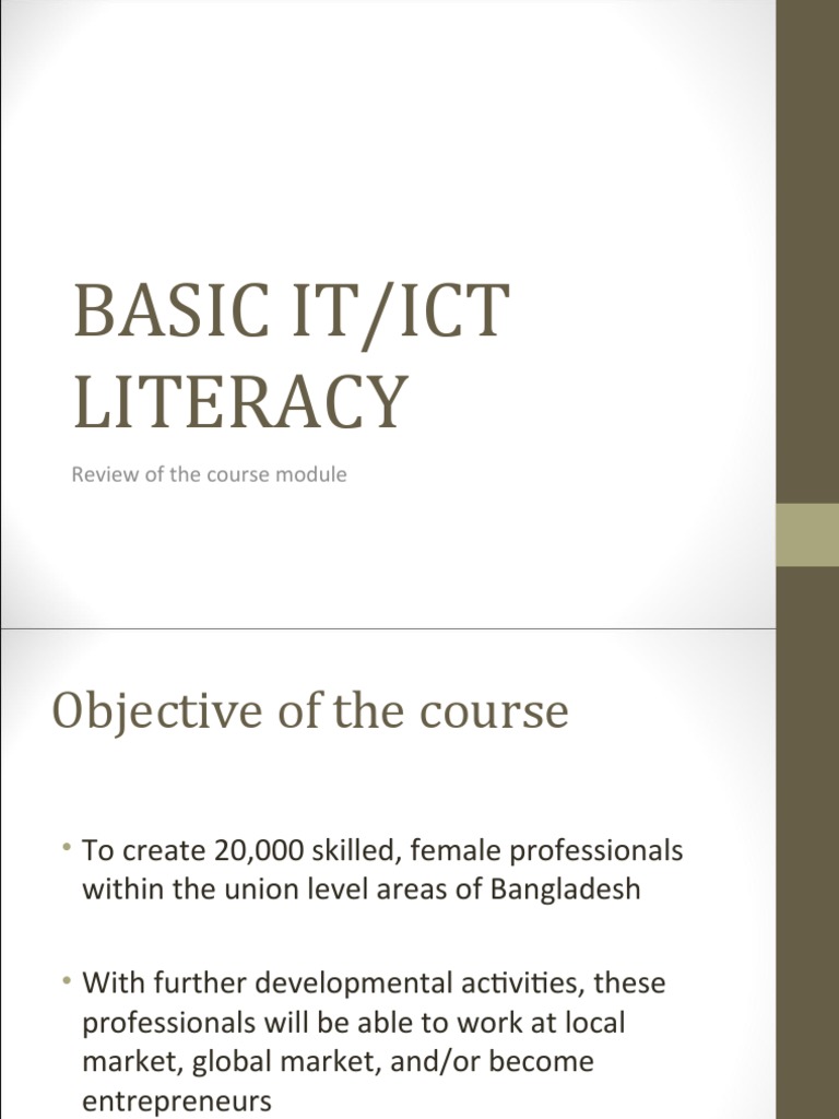 Basic IT/ICT Literacy Course Overview | PDF | Multimedia | Internet